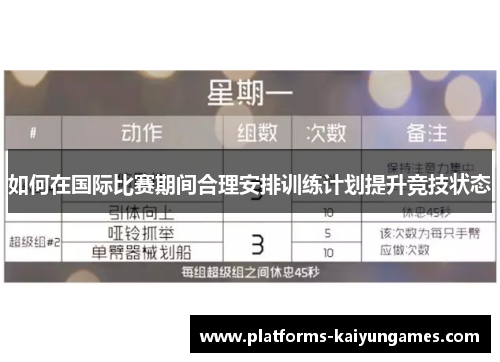如何在国际比赛期间合理安排训练计划提升竞技状态